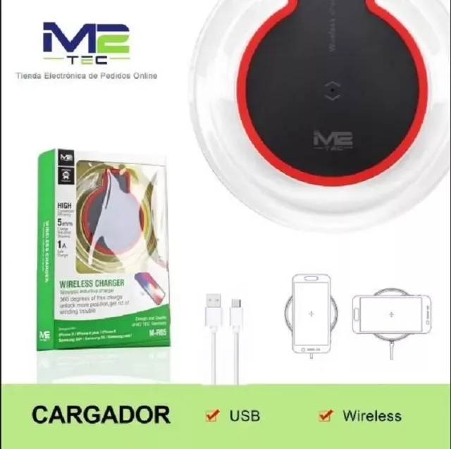 Base Cargador Universal Inalambrico Qi Wireless Sin Cables Samsung Iphone Movil