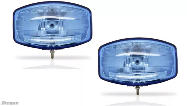 2x 12v 9.5 " Jumbo Ovale Bleu ABS Lampe Spot + LED Camionnette 4x4 Pick-Up