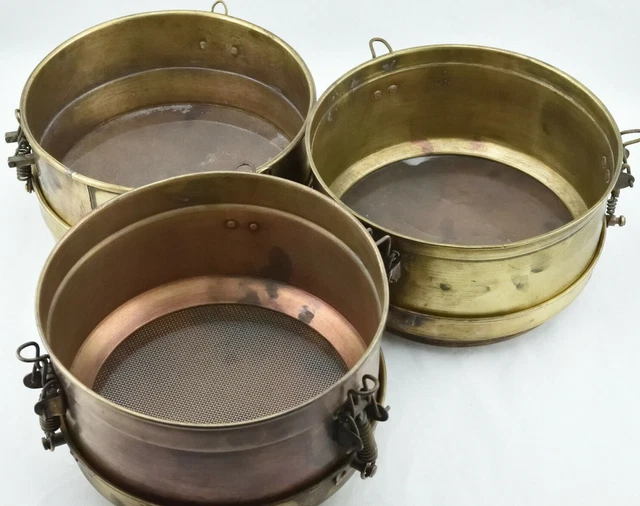 3 antike Kressnersiebe, Labor-/Apotheken-/Analysesiebe, Messing, vintage