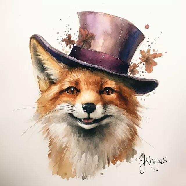 Watercolor Fox Painting Art Print 8x11 inch