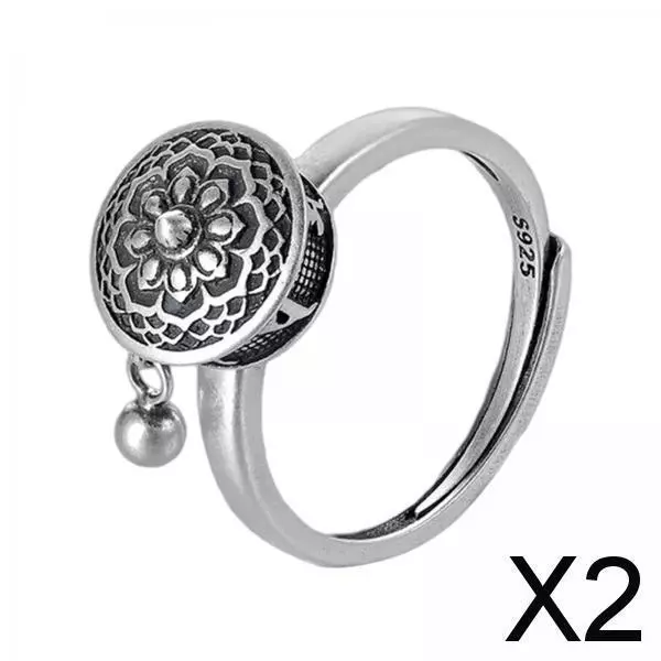 2x Fashion Creative Charm Rotatable Six Character Mantra  Amulet Rings