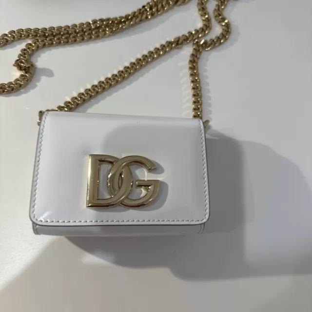 Dolce & Gabbana DG logo mini bag Polished White With gold Chain