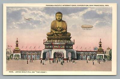 PanPac Expo Japan Pavilion w Giant Buddha SAN FRANCISCO Antique Zeppelin 1915