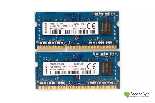 Kingston 8GB (2 x 4GB) PC3L-12800S Laptop Memory RAM HP16D3LS1KBGH/4G Tax Inv