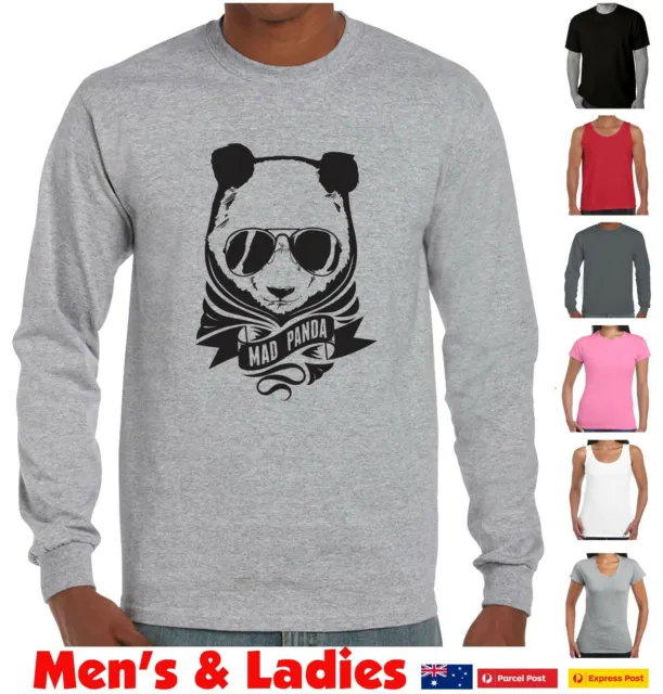 Panda design print cool sunglasses Funny tshirts Mens ladies T-shirt Women's tee