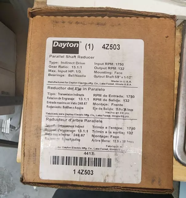 Dayton 4Z503 Speed Reducer, Indirect Drive, 13:1