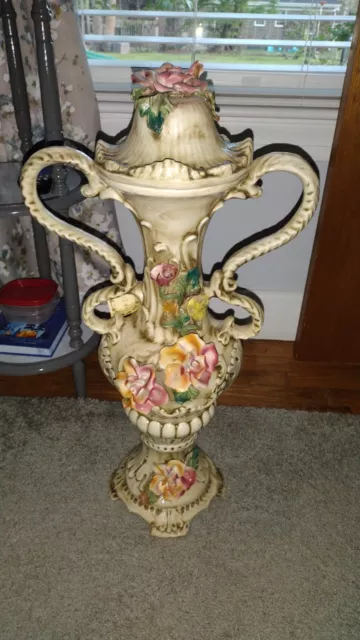 Capodimonte porcelain Large Italian Vase Vintage Antique 1970s 100% Original @ @