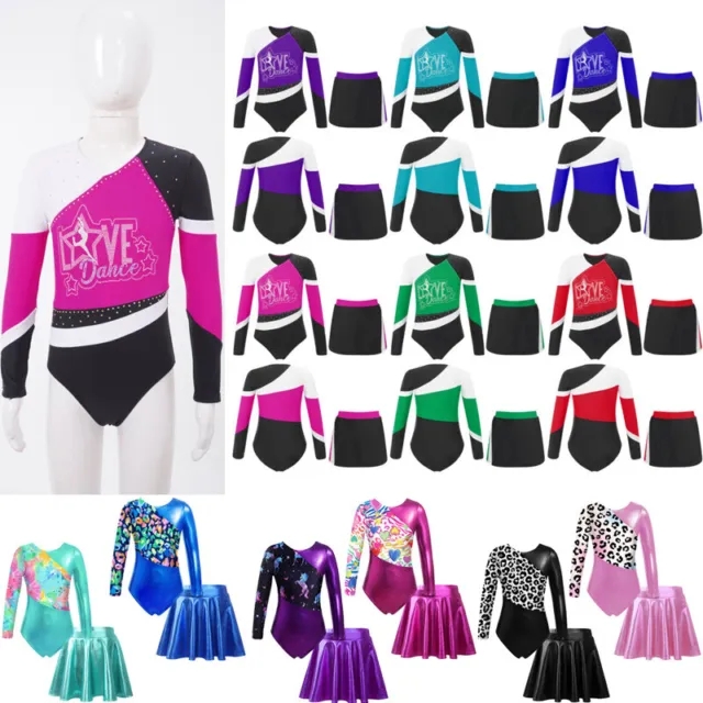 Set abiti elasticizzati eleganti bambine modello stampa paillettes body palestra