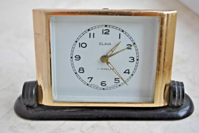 Аntique Soviet alarm clock Slava . Working. USSR