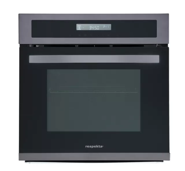 Backofen autark Einbau Edelstahl Herd Heißluft Grill Timer Black Steel Respekta