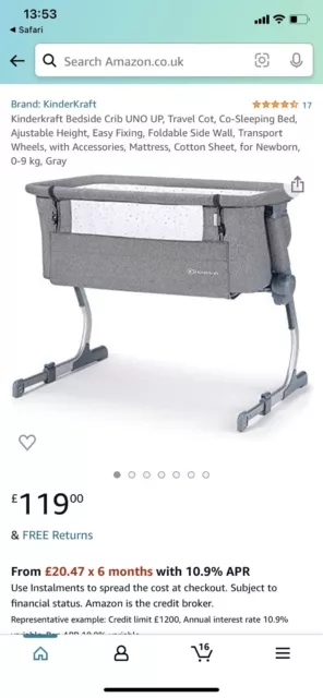 kinderkraft Uno Bedside crib