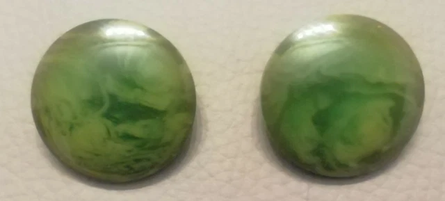 Boucles D'oreilles Vintage à Clips - Plastique Vert Fluo Et Jaune - Années 60/70