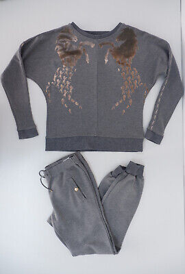 Chloe Girls Tracksuit Set Outfit Age 12 Yrs Jumper Joggers Grey Long Sleeve