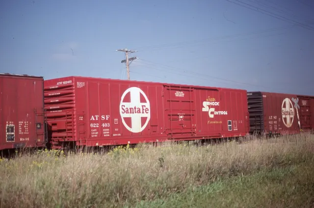 T: Orig Slide ATSF Santa Fe PCF 60' Insulated Boxcar #622403 Owatonna MN 1980