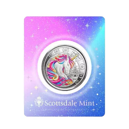 2023 Ghana 1 oz Silver 5 Cedis Rainbow Magical Unicorn "Blossom" 3