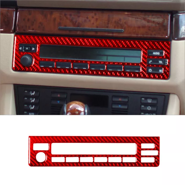 Red Carbon Fiber Interior Radio Console Cover Trim Sticker For BMW 5 Series E39