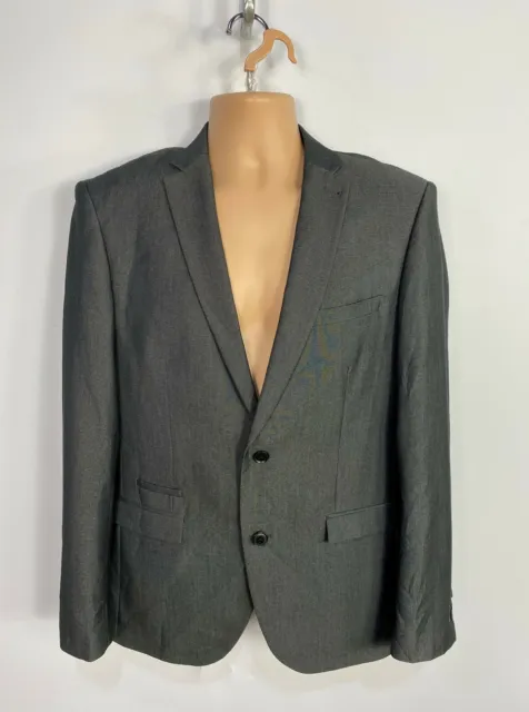 Mens Next 40" Reg Grey Slim Fit Formal Tailored Button Smart Suit Jacket Blazer