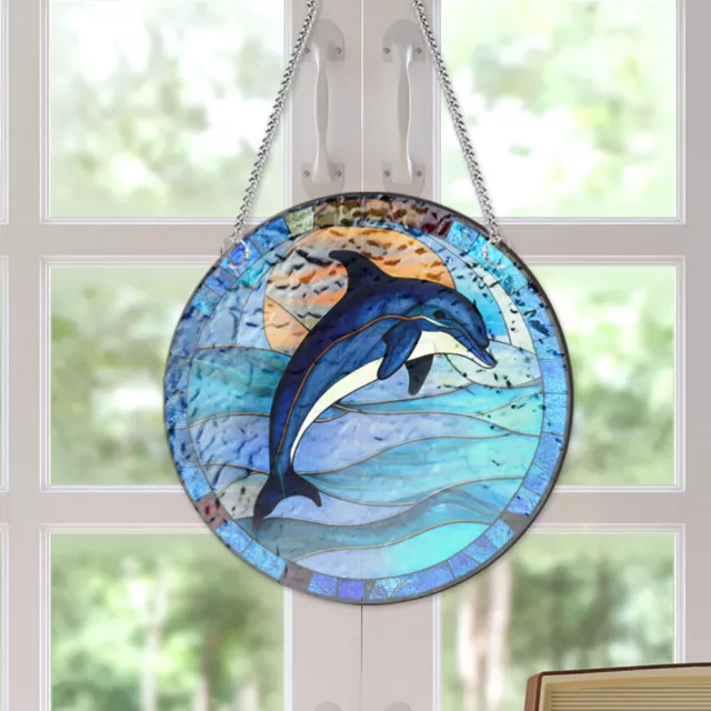1 juego de adornos colgantes de delfines ventana de acrílico obras de arte porche de vacaciones