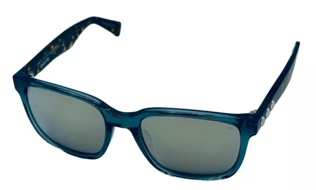 John Varvatos Mens Blue Crystal Plastic Sqaure Sunglass, Mirror Lens  SJV554