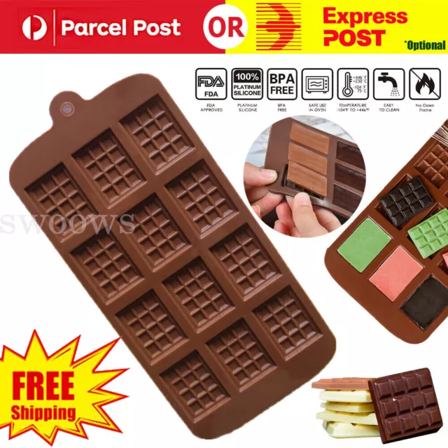 2X Mini Chocolate Bar Flexible Silicone Mold Candy Chocolate Cake Jelly Mould AU