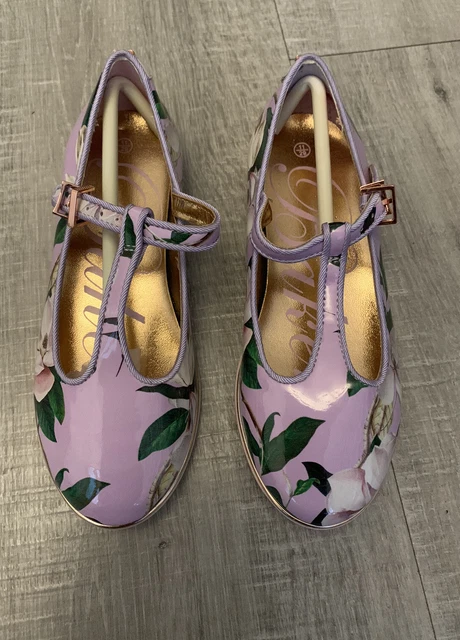 Ted Baker. Girls patent floral T-bar shoes. Size Uk 11. New.