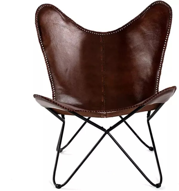 Butterfly Chair Brown Leather Butterfly Chairs Handmade with Powder Coated Steel