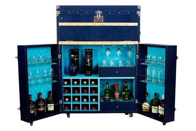 Coffre de bar en cuir personnalisé fabriqué à la main, armoire de bar en...