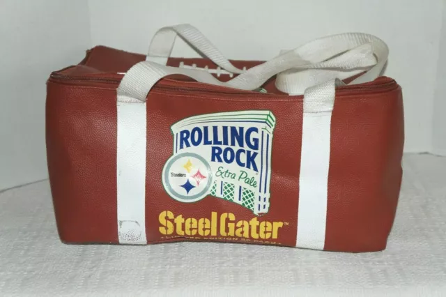 Vtg Rolling Rock SteelGater Insulated Cooler Bag Football 30 Pack