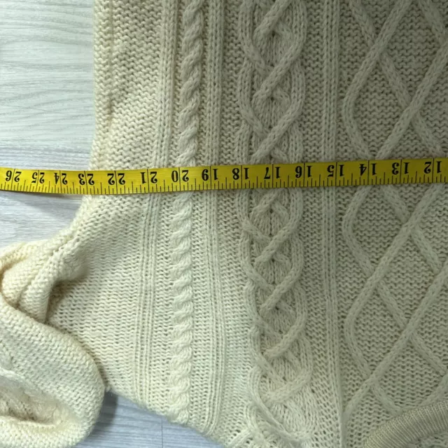 Maglione collo St Michael puro nuovo lana lavorato a maglia crema manica lunga taglia 40 3