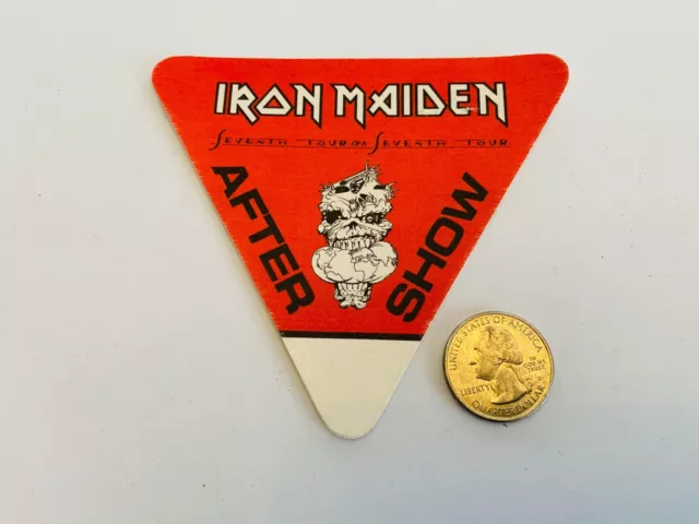 Iron Maiden Rare Official 1988 Seventh Tour of a Seventh Tour Back Stage Pass