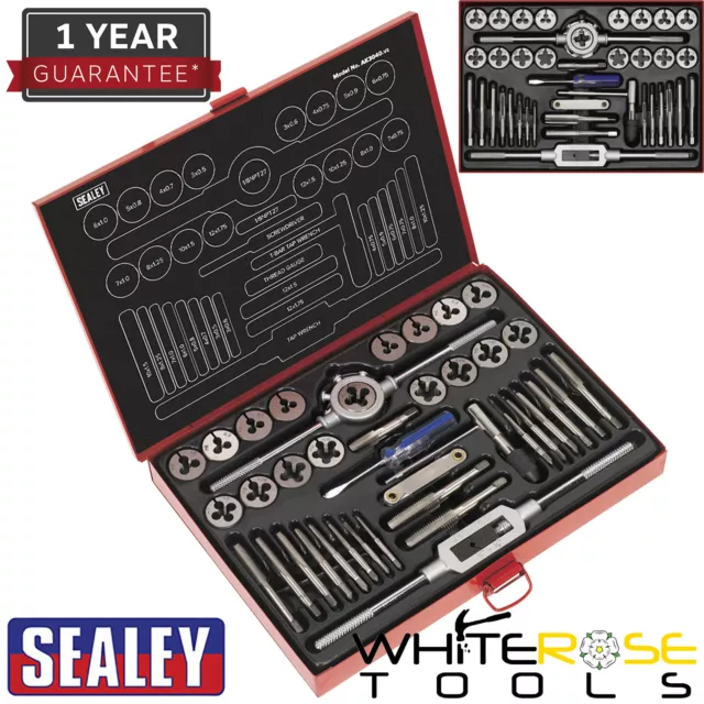 Sealey Tap and Die Set 40pc Split Dies Metric Thread Repair Wrench Holder