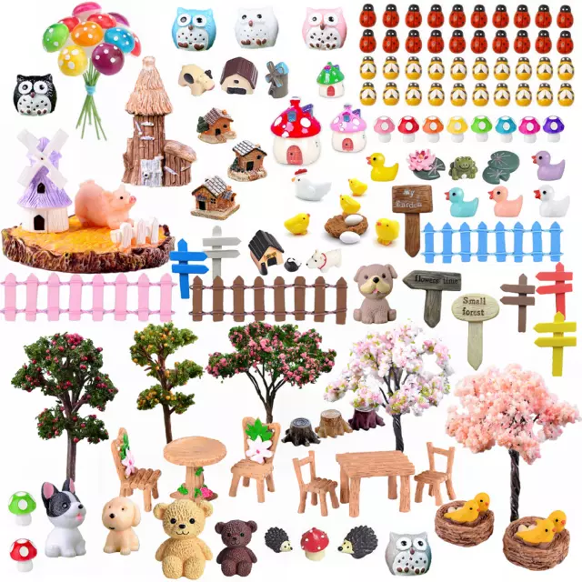 132pcs Miniature Fairy Garden Accessories Kit Figurines Ornament Dollhouse Decor