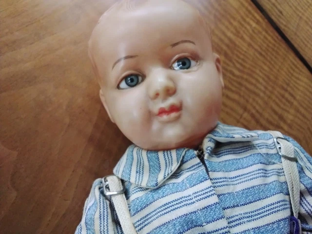 Poupon Petitcollin Ancien Années 30, Tête D'ange, 35 Cm, Jambe Réparée, état Général Bon