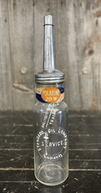 Frühe 30s 1 Stück Geprägt Standard Polarine Motor Öl Glasflasche W Kragen Tülle