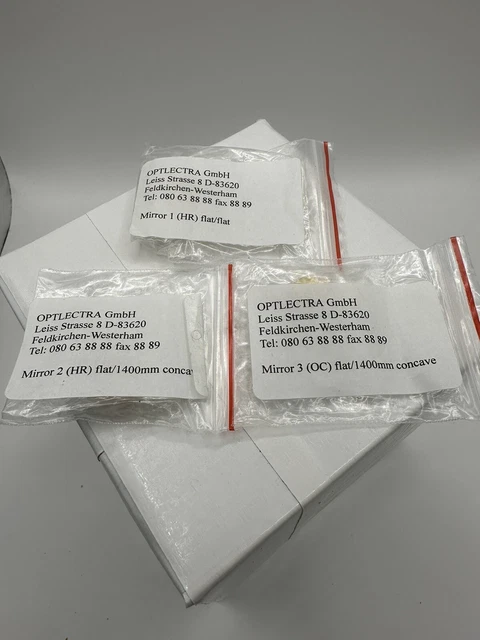 3 PC LOT, Optlectra GmbH 1/2"  (HR) Flat 1400mm Concave Laser Mirrors