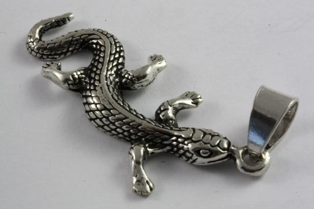 Pendentif Lézard (salamandre/gecko) En Argent Massif - Bijou Occasion - Modèle #J3