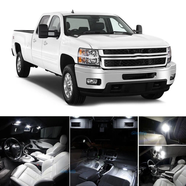White LED Interior Lights Bulbs Package Kit For 2007-2013 Chevrolet Silverado PZ