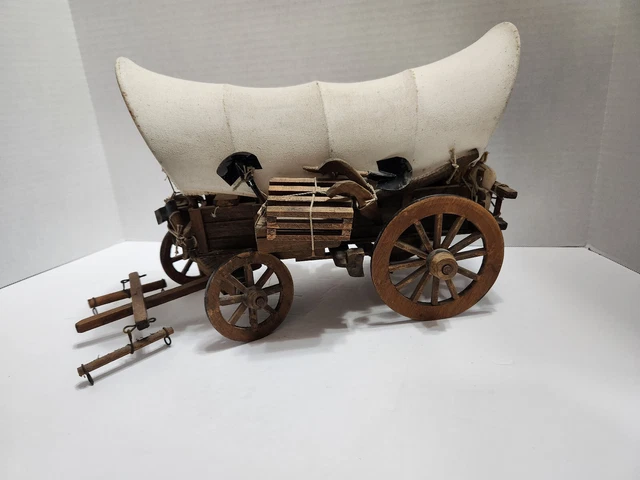 Large! Vintage Handmade Covered Wagon Model Conestoga Wood Western Decor