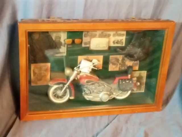 Harley Davidson/Indian Shadow Box Diorama Vintage Wall Display Motorcycle Shop