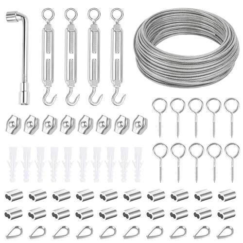 talifoca Câble en Acier Inoxydable Kit, 30m 3mm Corde en Acier Inoxydable à Susp