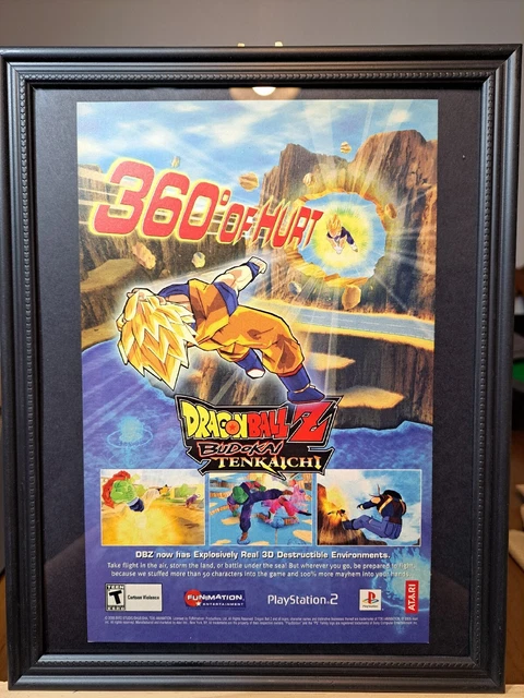 Vtg Playstation Advertisement- 2005 DragonBall Z DBZ Dubai Tenkaichi- PS2-Framed