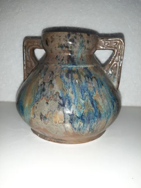 Vase en grès vernissé à deux anses, signé REFLEX AL esprit Metenier 3
