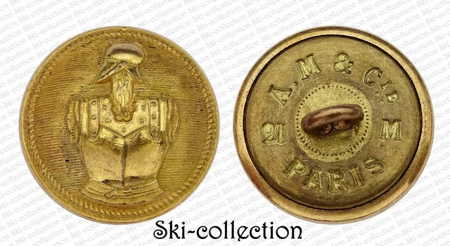 Bouton Militaire Officier Du Génie - 23 Mm - XIXe - Restauration - Doré