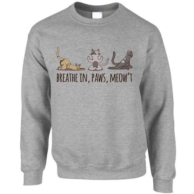Yoga Cat Mantra Jumper Breathe in Paws Meow Sweatshirt Sweater