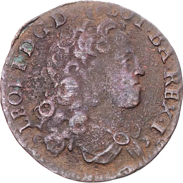 [#343470] Monnaie, Etats allemands, LORRAINE, Leopold Joseph, Liard, 1714, Nancy