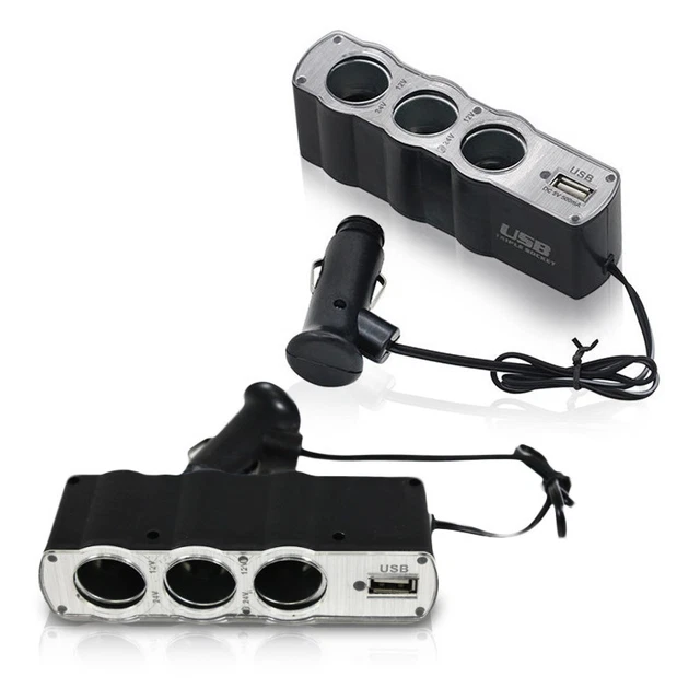 Répartiteur Allume-cigare Double Prise 12V/24V Avec Interrupteurs - 2 Ports Indépendants, Voyants LED, Pour GPS, Caméra Embarquée, Mini Frigo - Longueur 35 Cm