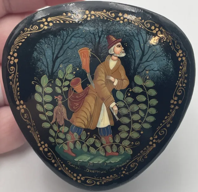 Palekh Russian/USSR Lacquer Trinket Box Hand Painted - Box 3 (N)