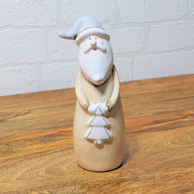 Babbo Natale beige ceramica alta beige Babbo Natale in piedi con albero di Natale