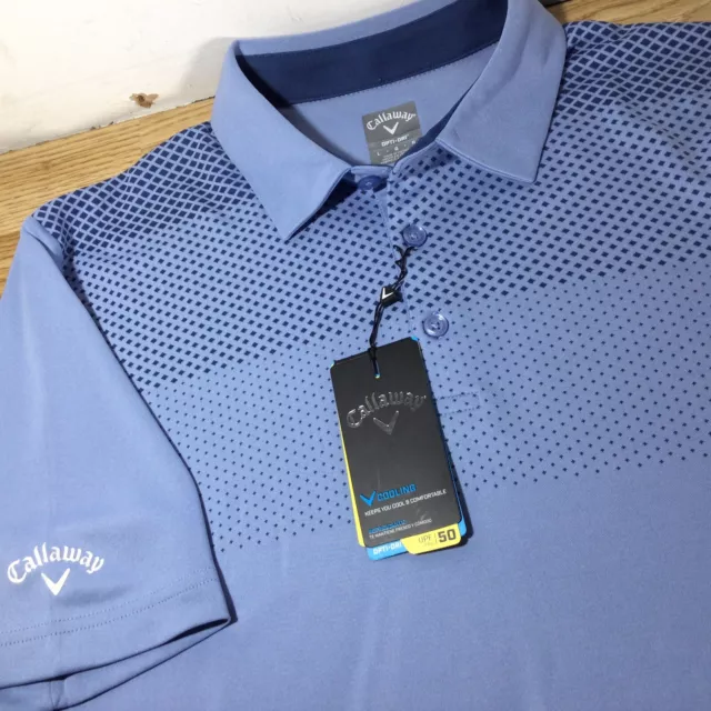 Mens Callaway Opti-Dri Golf Shirt! Blues! Large! Brand New!!!