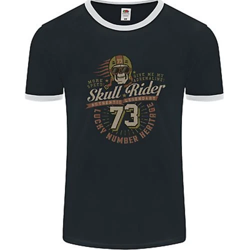 Skull Rider Motorcycle Biker Motorbike Mens Ringer T-Shirt FotL